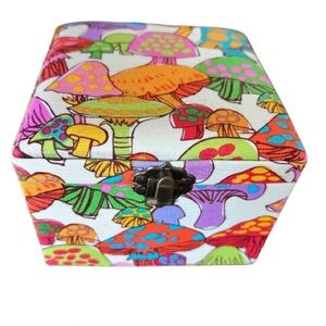 Groovy Mushroom Sewing Trinket Box Vintage 70s Inspired Colorful Fairy Cottage